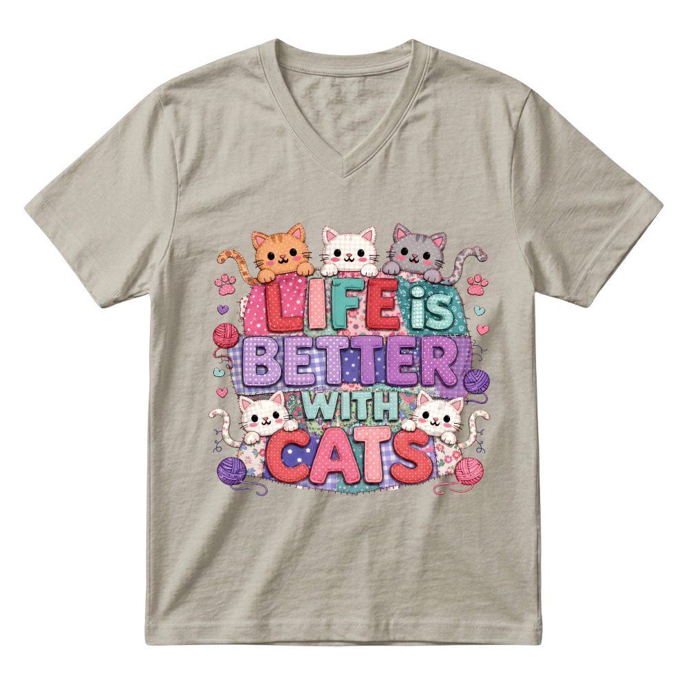Product Life is Better with Cats Kitten V-Neck T-shirt