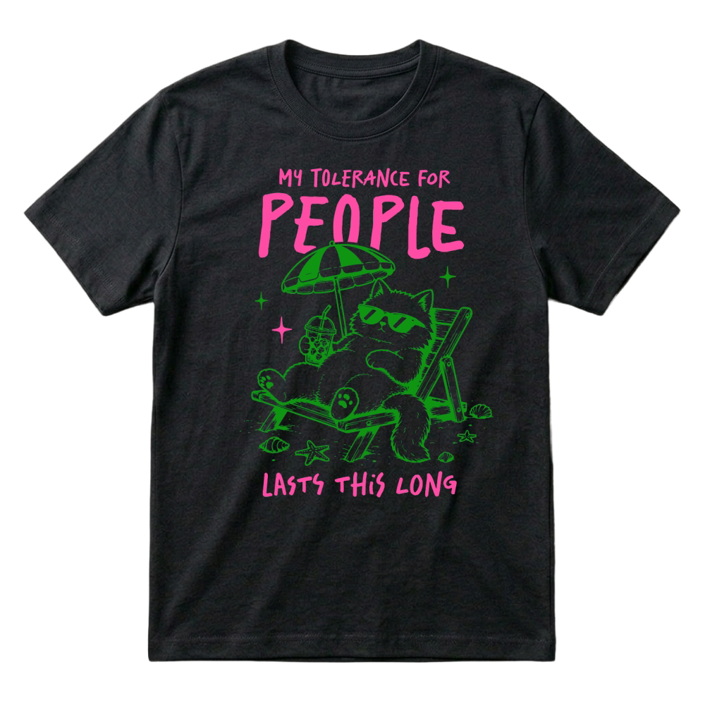 Product My tolerance for people lasts this long Sarcastic Funny Cat T-Shirt