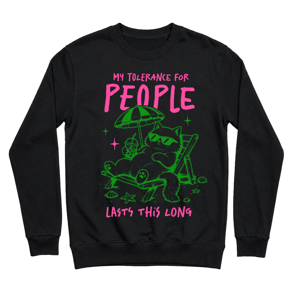 Product My tolerance for people lasts this long Sarcastic Funny Cat Unisex Sweatshirt