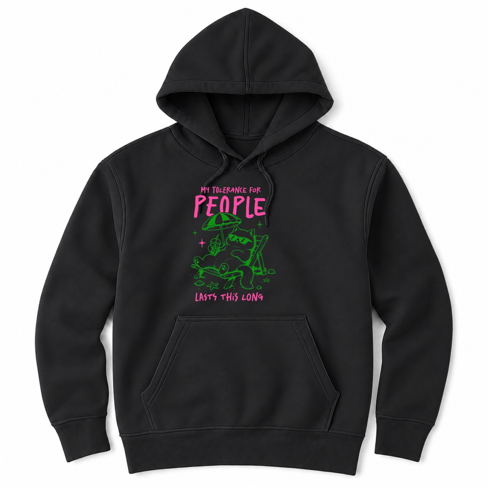 Product My tolerance for people lasts this long Sarcastic Funny Cat Unisex Hoodie