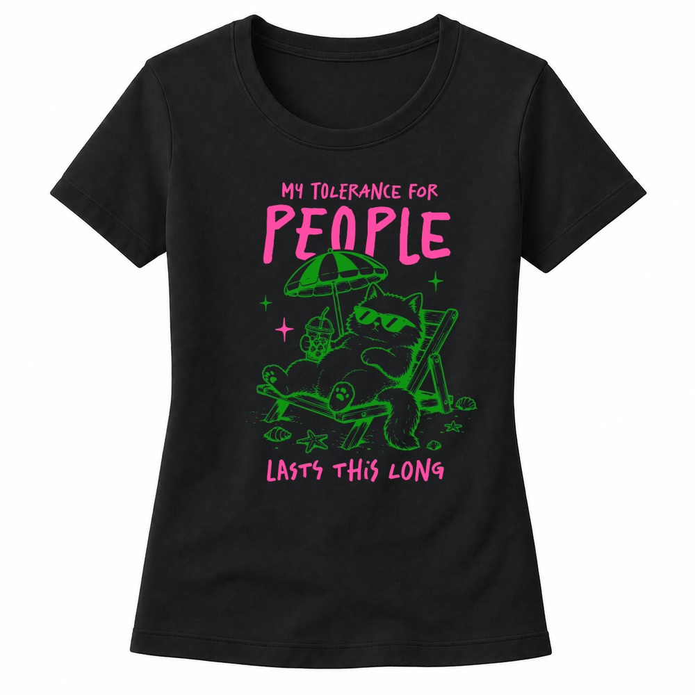 Product My tolerance for people lasts this long Sarcastic Funny Cat Women's T-shirts
