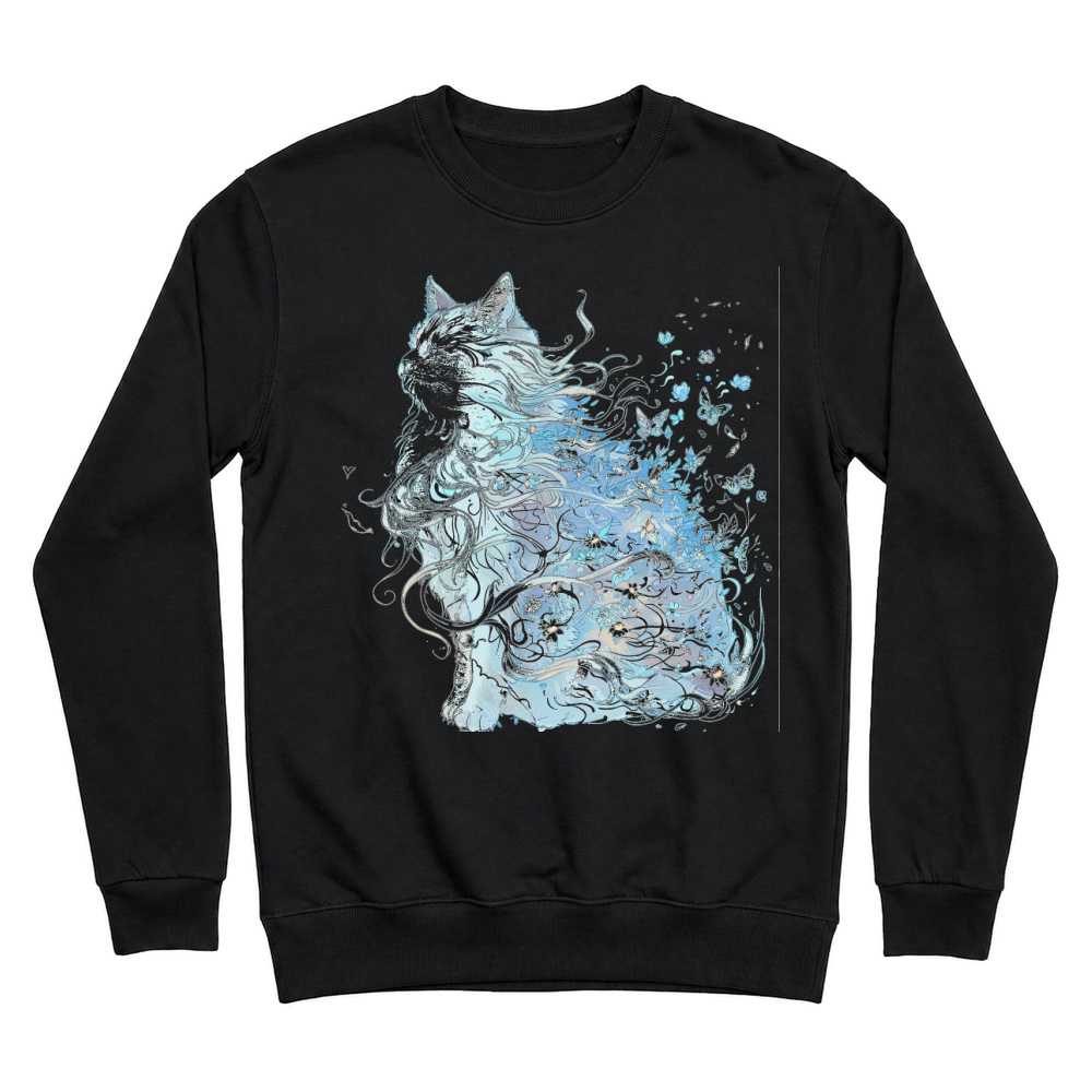 Product Mystical Cat Butterfly Floral Art Cat Lover Unisex Sweatshirt