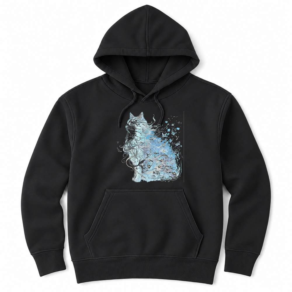 Product Mystical Cat Butterfly Floral Art Cat Lover Unisex Hoodie