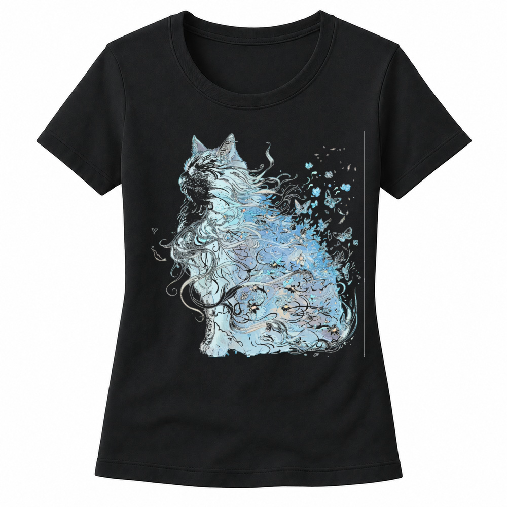 Product Mystical Cat Butterfly Floral Art Cat Lover Women's T-shirts