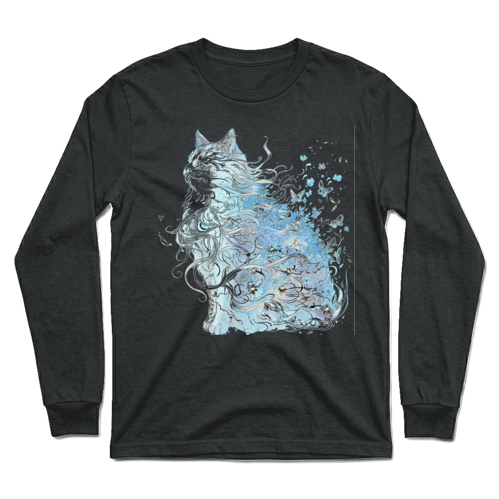 Product Mystical Cat Butterfly Floral Art Cat Lover Unisex Longsleeve