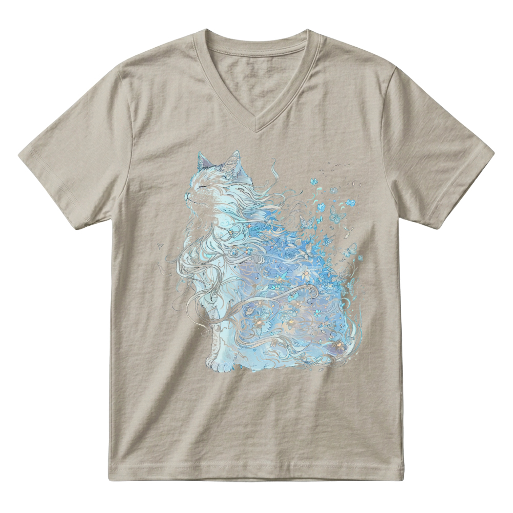 Product Mystical Cat Butterfly Floral Art Cat Lover V-Neck T-shirt