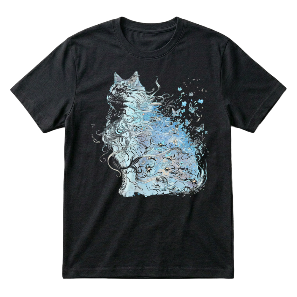 Product Mystical Cat Butterfly Floral Art Cat Lover T-Shirt