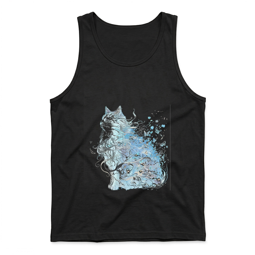 Product Mystical Cat Butterfly Floral Art Cat Lover Tank Top
