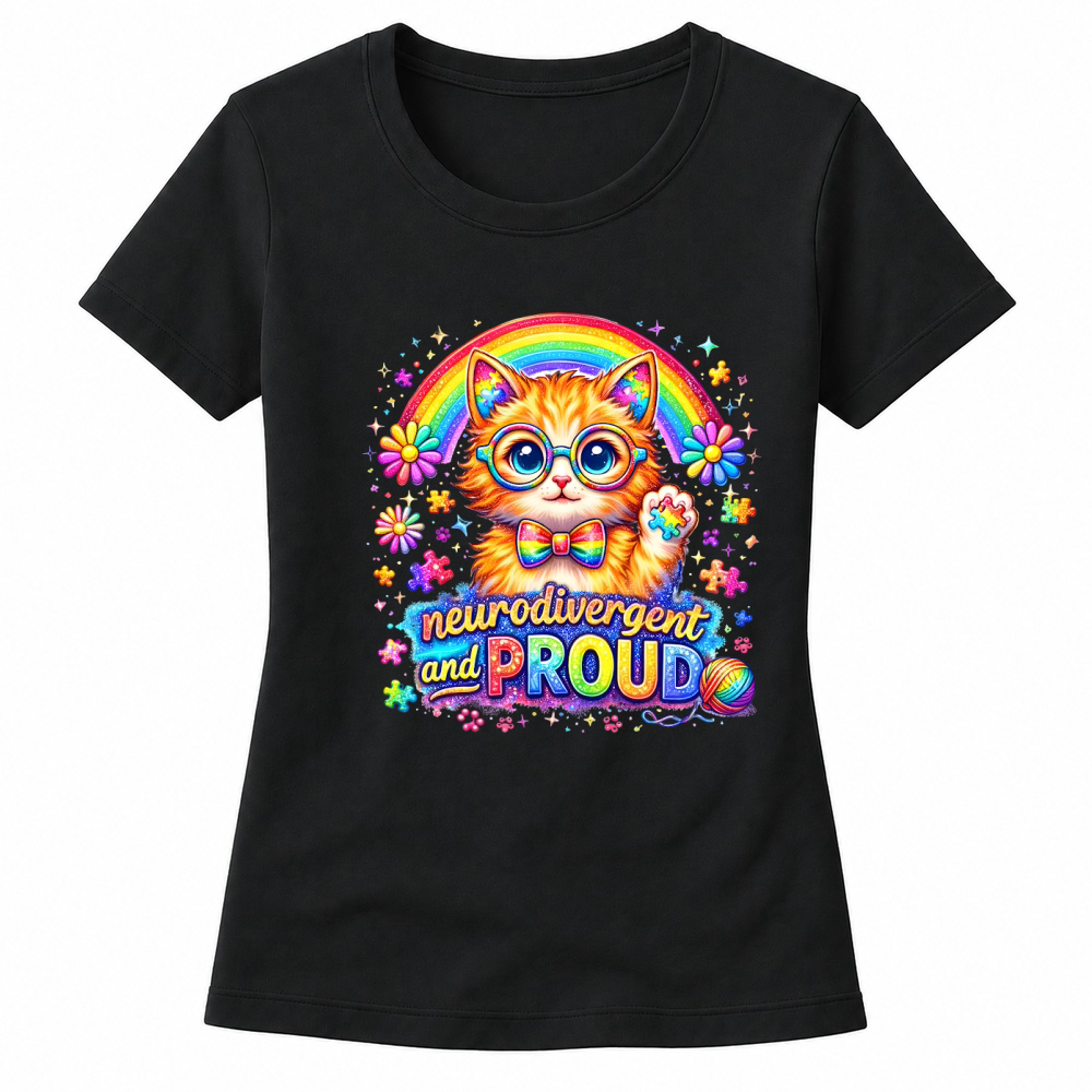 Product Neurodivergent and Proud Autism Cat Women's T-shirts