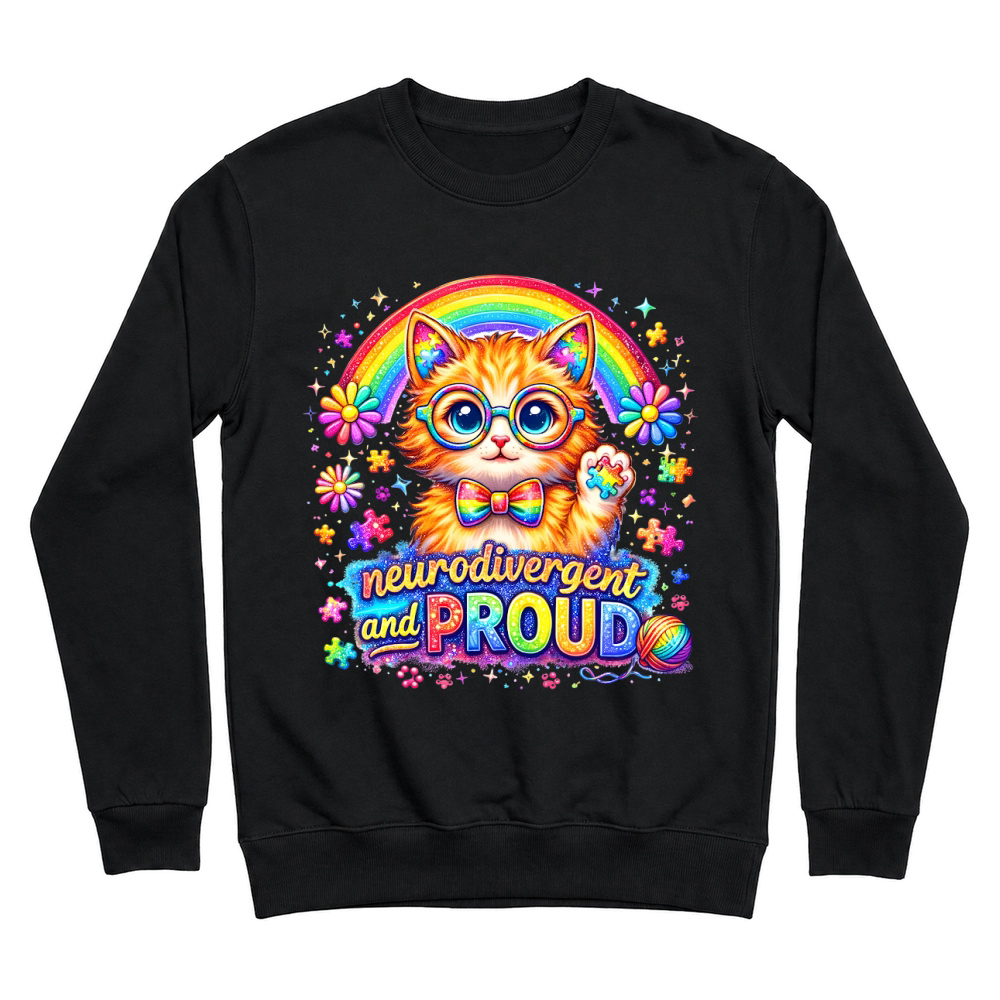 Product Neurodivergent and Proud Autism Cat Unisex Sweatshirt