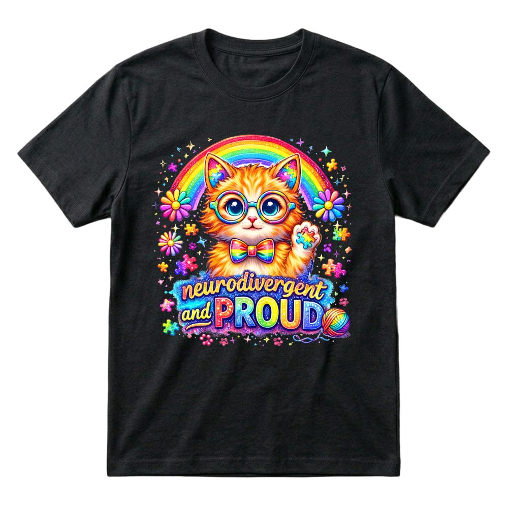 Product Neurodivergent and Proud Autism Cat T-Shirt