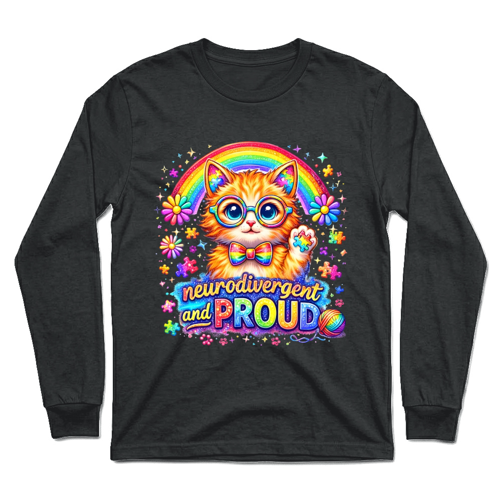 Product Neurodivergent and Proud Autism Cat Unisex Longsleeve