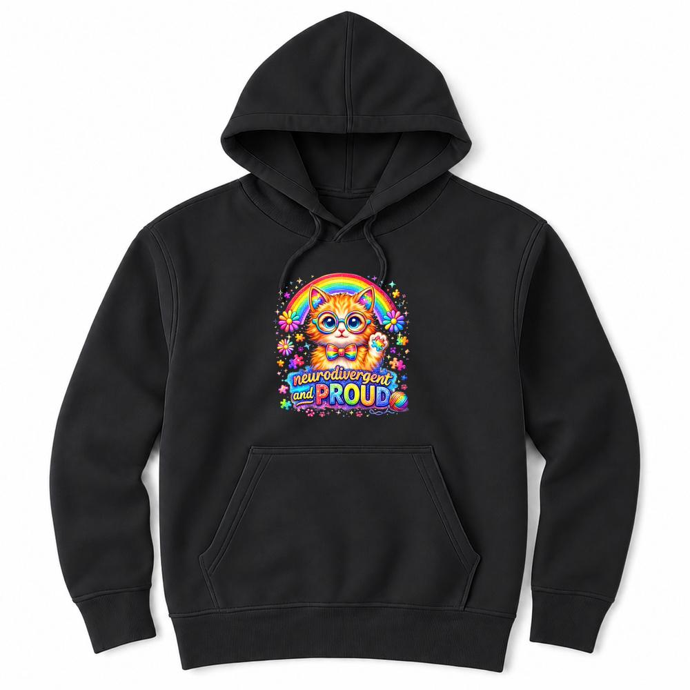 Product Neurodivergent and Proud Autism Cat Unisex Hoodie