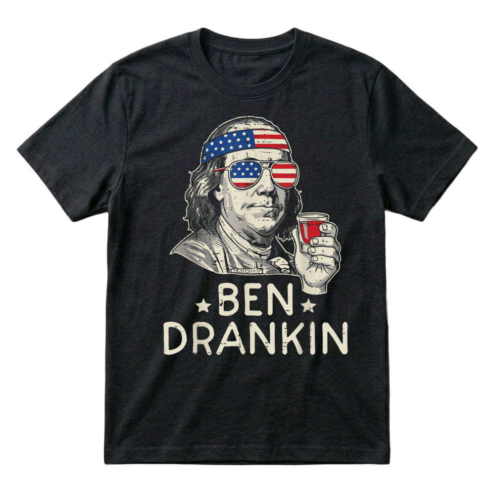 Product 4th of July Ben Drankin US Flag Funny American Dad Men Women T Shirt T-Shirt