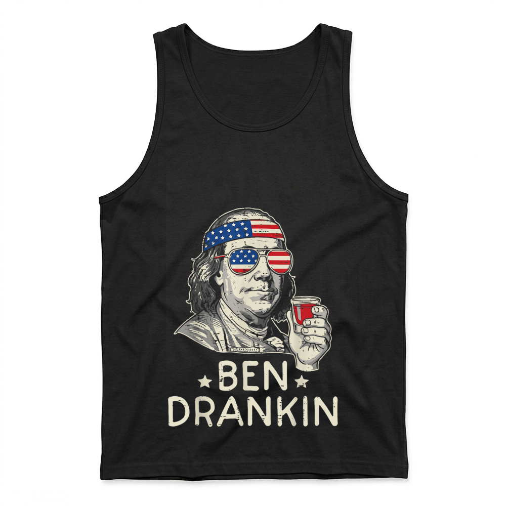Product 4th of July Ben Drankin US Flag Funny American Dad Men Women T Shirt Tank Top