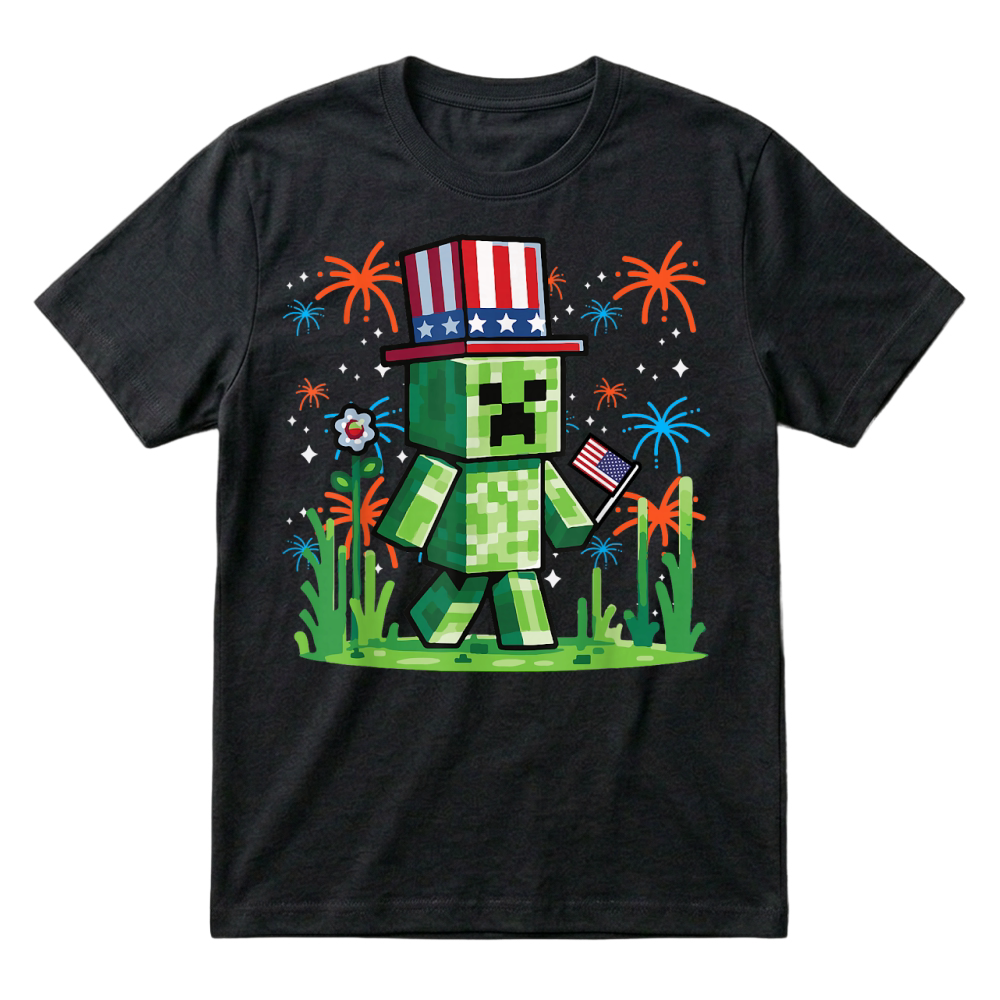 Product 4th of July Gamer Pixel US Flag Gaming Patriotic Boys Kids T Shirt T-Shirt