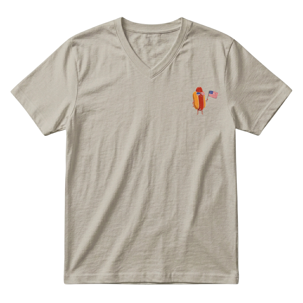Product 4th of July Hotdog USA Pocket Sausage Patriot Men Women Kids V-Neck T-shirt