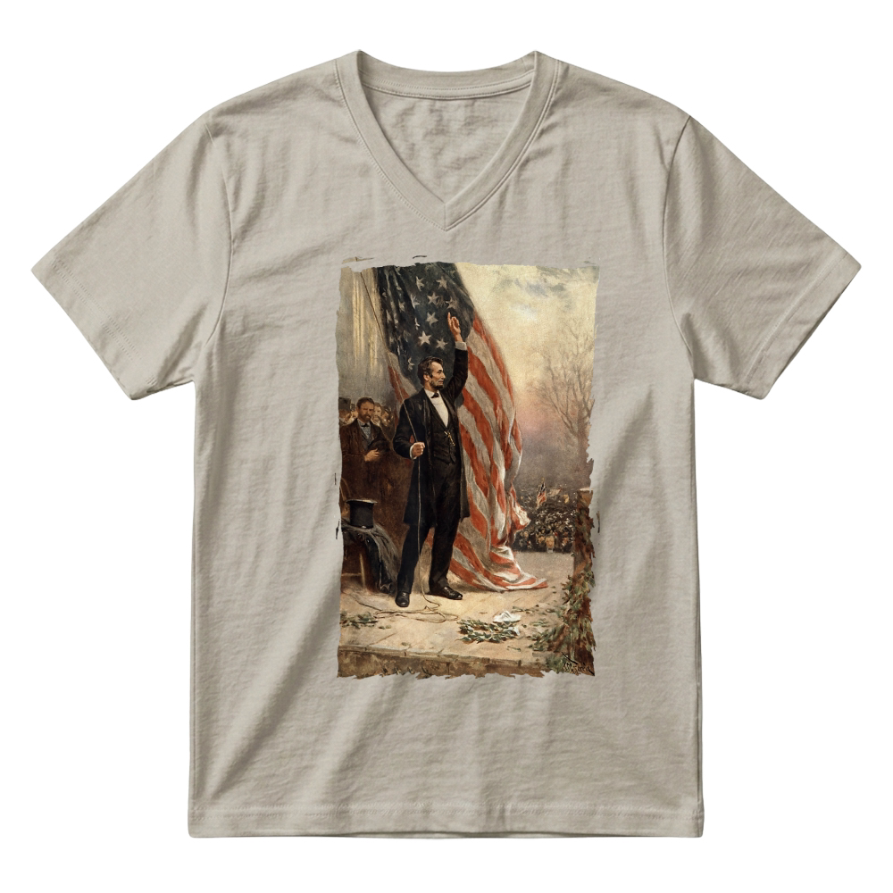 Product 4th of July Independence Day American Flag Abraham Lincoln V-Neck T-shirt
