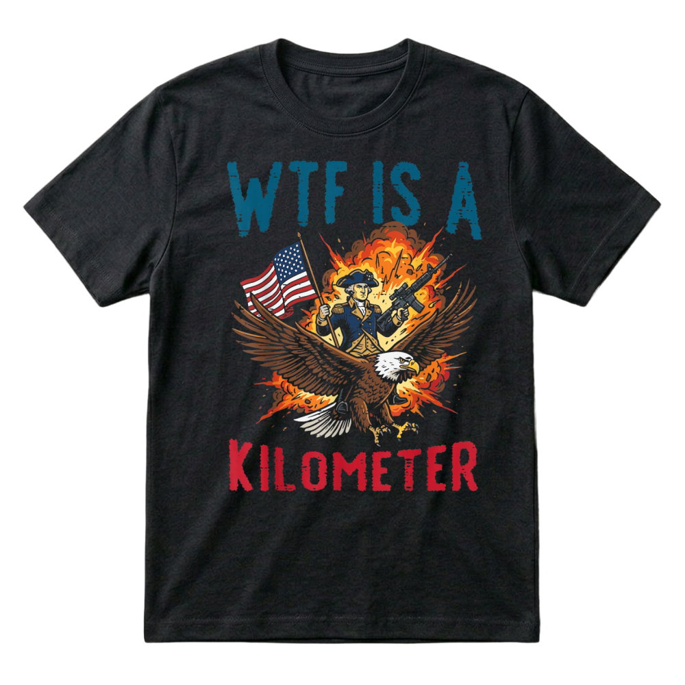 Product 4th of July WTF is Kilometer Funny USA Patriotic Men Women T-Shirt