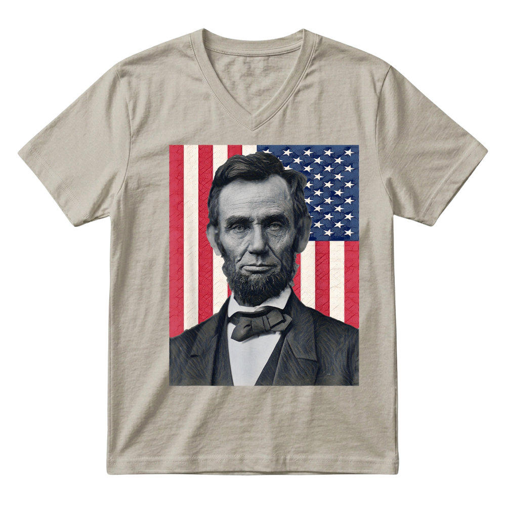 Product Abraham Abe Lincoln July 4th Holiday USA President Patriot V-Neck T-shirt