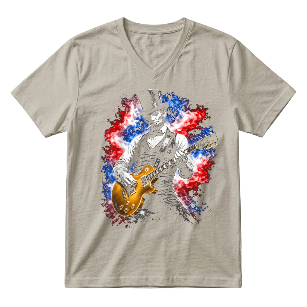 Product Abraham Lincoln Abe Lincoln Playing Guitar V-Neck T-shirt