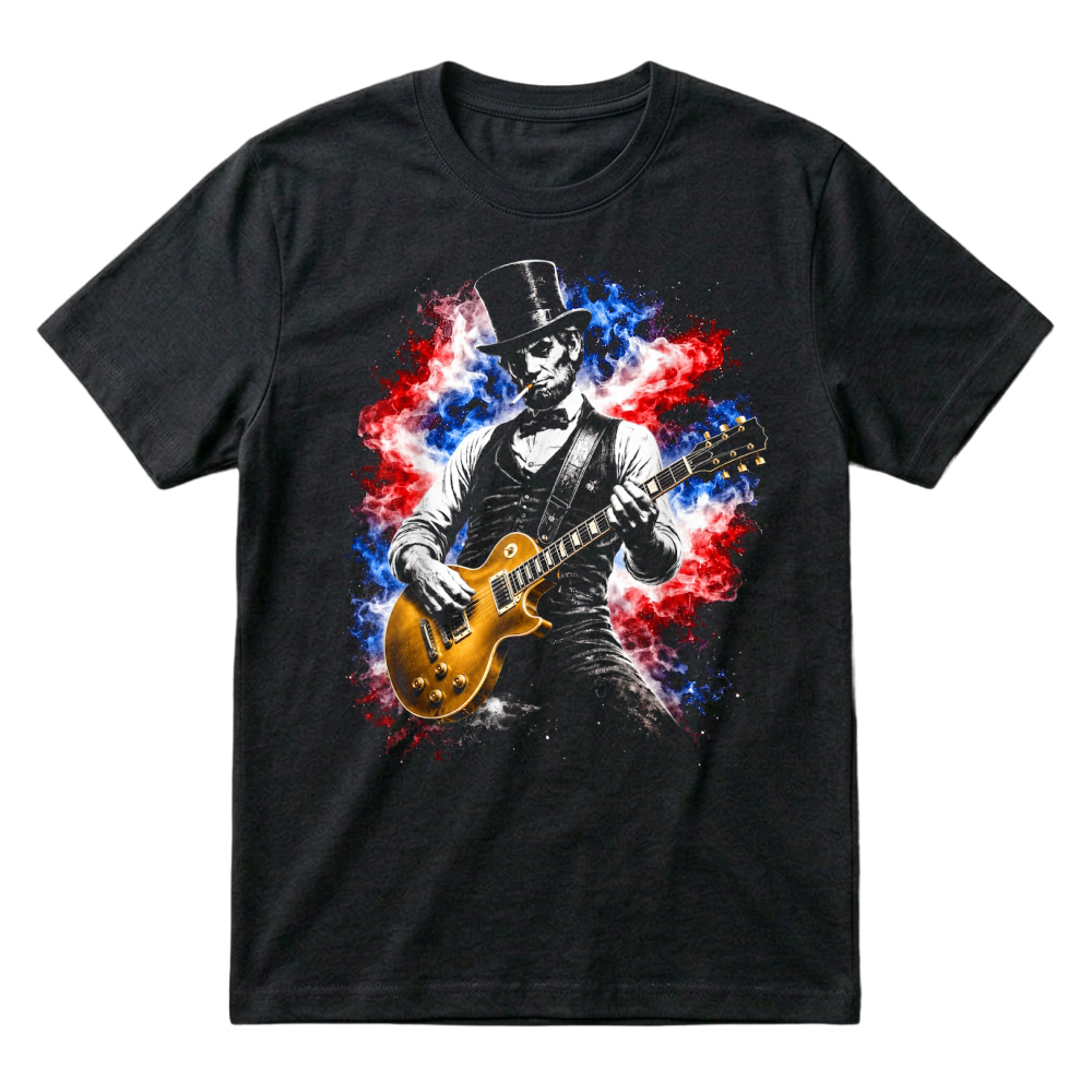 Product Abraham Lincoln Abe Lincoln Playing Guitar T-Shirt