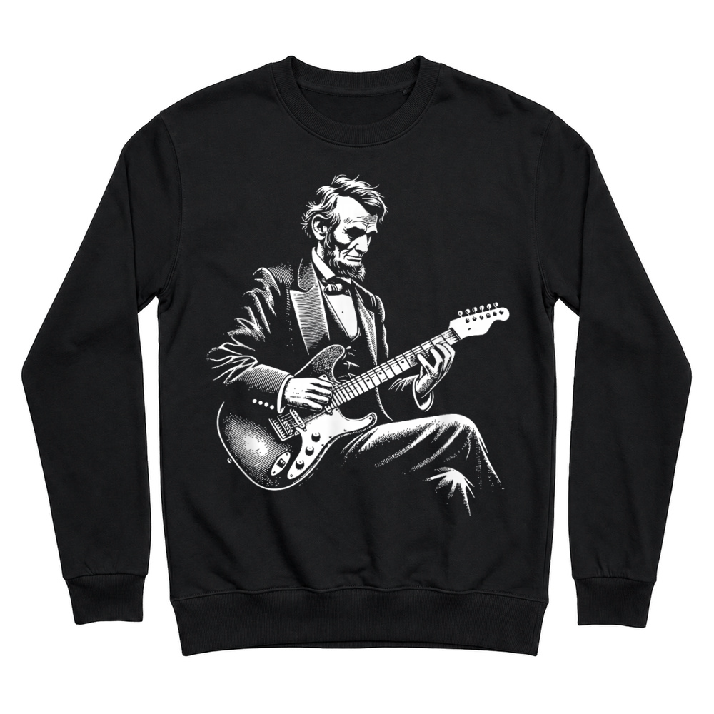 Product Abraham Lincoln Playing Electric Guitar Funny T Shirt Unisex Sweatshirt