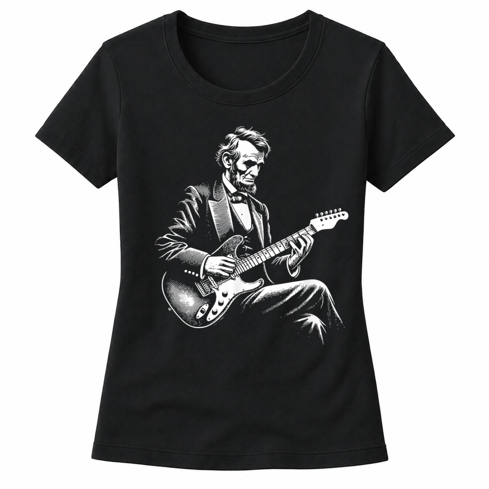 Product Abraham Lincoln Playing Electric Guitar Funny T Shirt Women's T-shirts