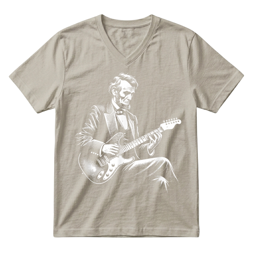 Product Abraham Lincoln Playing Electric Guitar Funny T Shirt V-Neck T-shirt