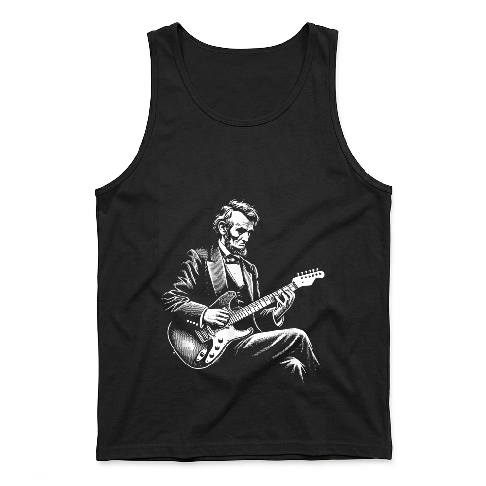Product Abraham Lincoln Playing Electric Guitar Funny T Shirt Tank Top