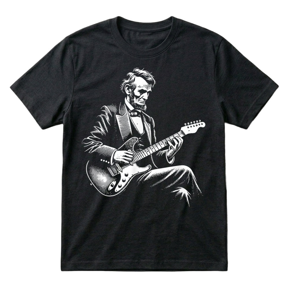 Product Abraham Lincoln Playing Electric Guitar Funny T Shirt T-Shirt