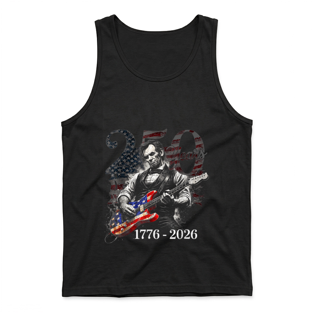 Product Abraham Lincoln Playing Guitar 4th July 250th Anniversary Tank Top