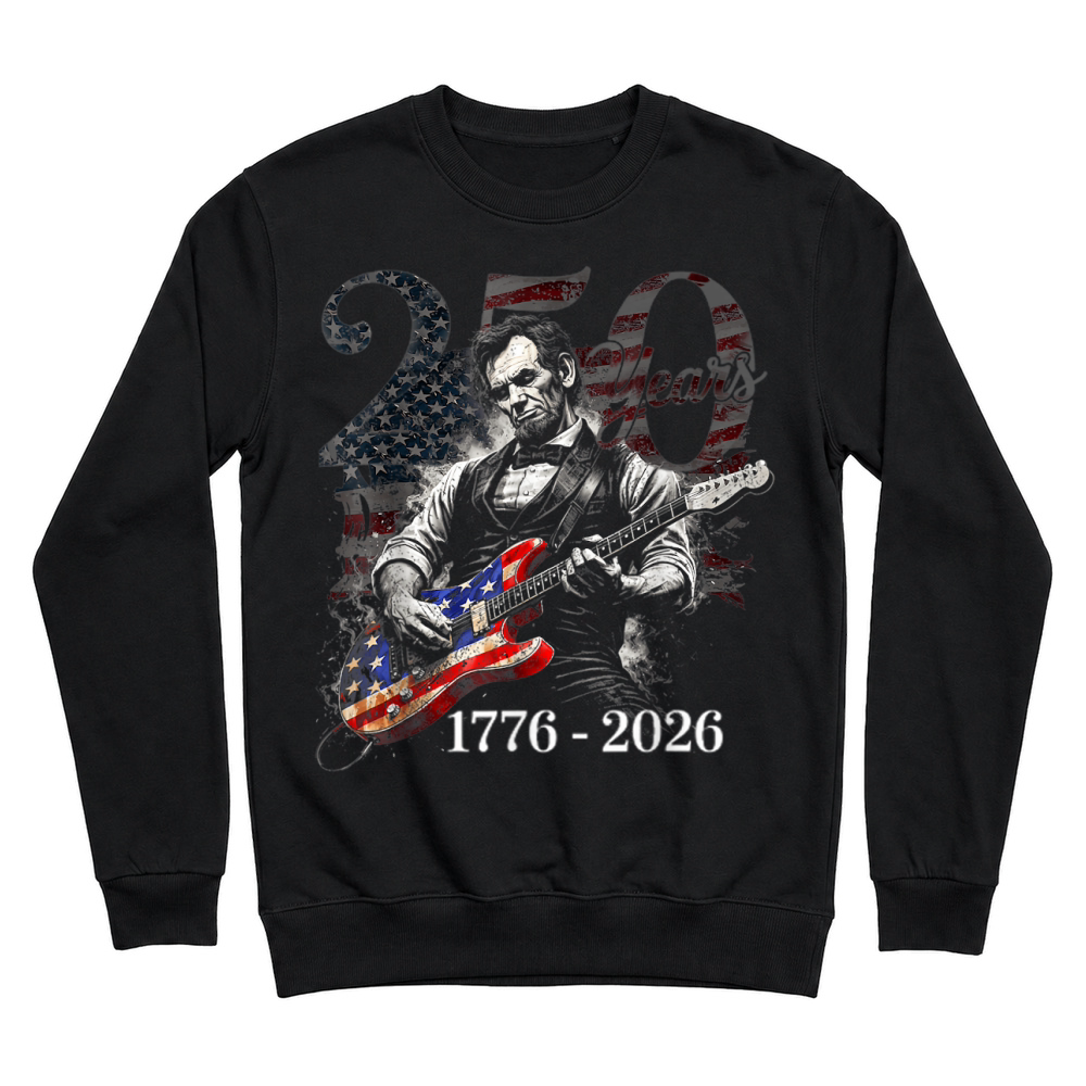 Product Abraham Lincoln Playing Guitar 4th July 250th Anniversary Unisex Sweatshirt