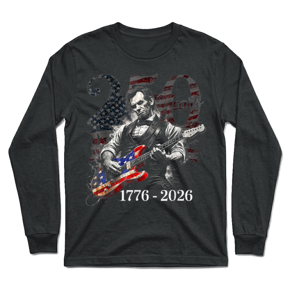 Product Abraham Lincoln Playing Guitar 4th July 250th Anniversary Unisex Longsleeve