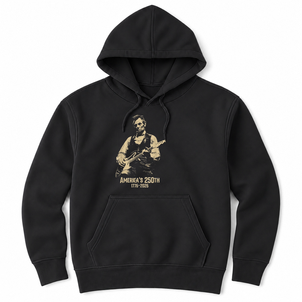 Product Abraham Lincoln Playing Guitar 4th July 250th Anniversary Unisex Hoodie
