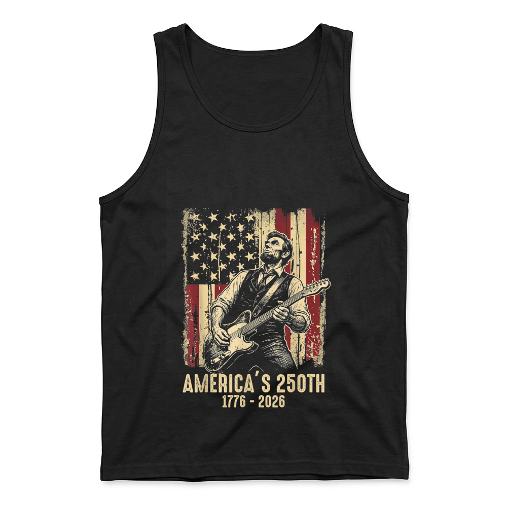 Product Abraham Lincoln Playing Guitar 4th of July 250th Anniversary Tank Top