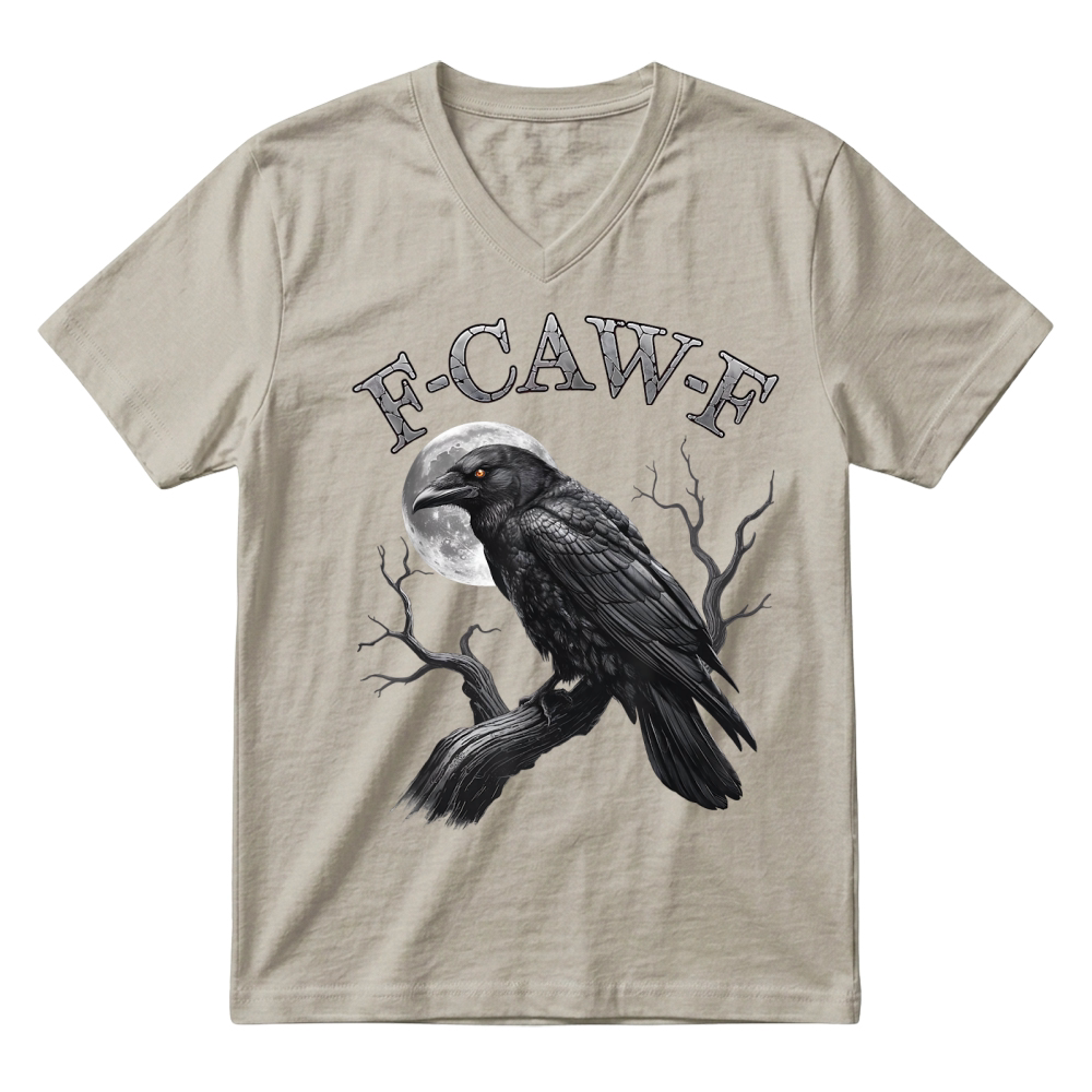 Product Black Crow, F Caw F Funny Black Bird Moon Gothic Adult Humor T Shirt V-Neck T-shirt