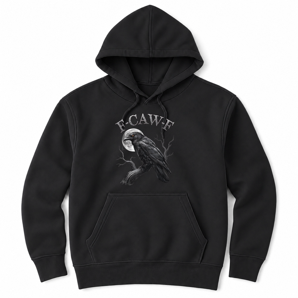 Product Black Crow, F Caw F Funny Black Bird Moon Gothic Adult Humor T Shirt Unisex Hoodie