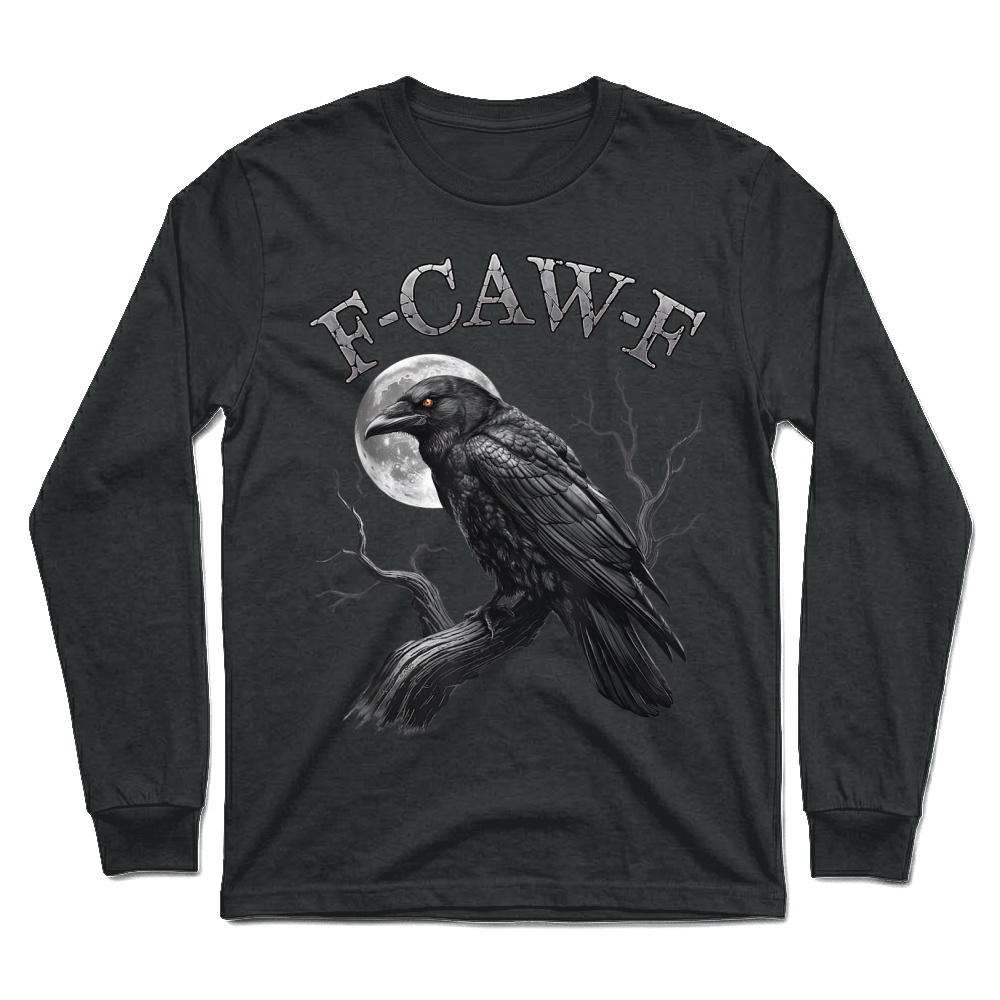 Product Black Crow, F Caw F Funny Black Bird Moon Gothic Adult Humor T Shirt Unisex Longsleeve