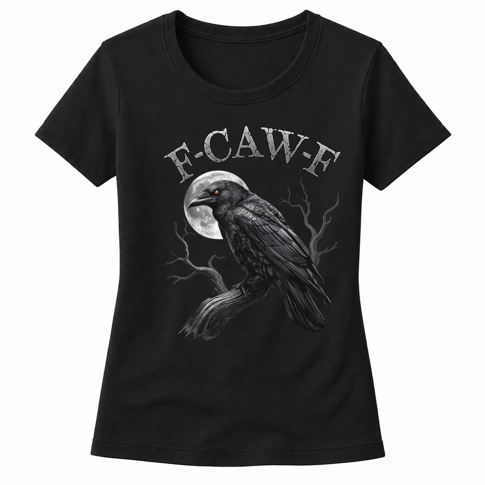 Product Black Crow, F Caw F Funny Black Bird Moon Gothic Adult Humor T Shirt Women's T-shirts