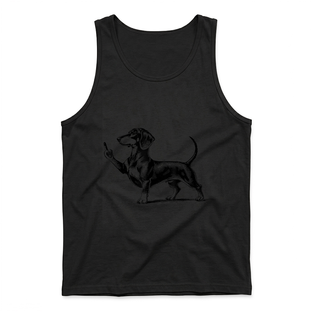 Product Black Dachshund with Middle Finger T Shirt Tank Top