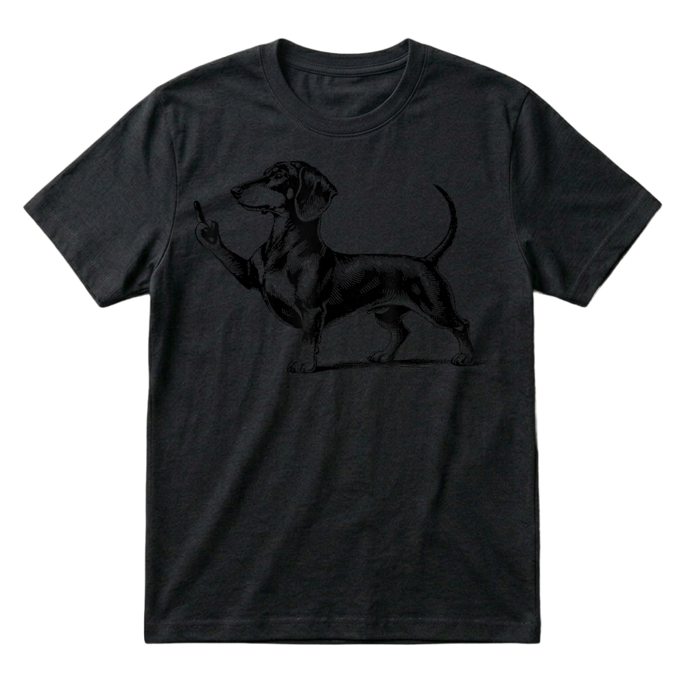Product Black Dachshund with Middle Finger T Shirt T-Shirt