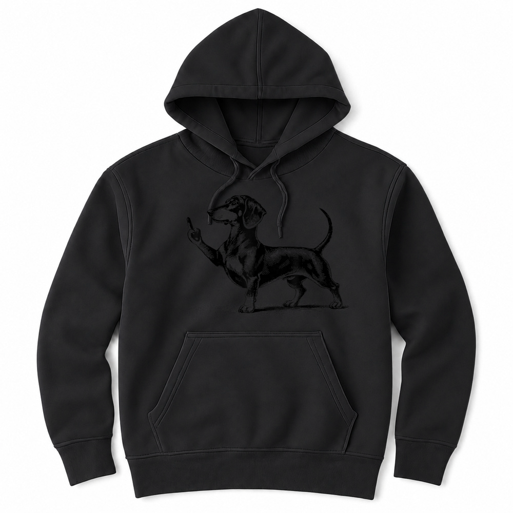 Product Black Dachshund with Middle Finger T Shirt Unisex Hoodie