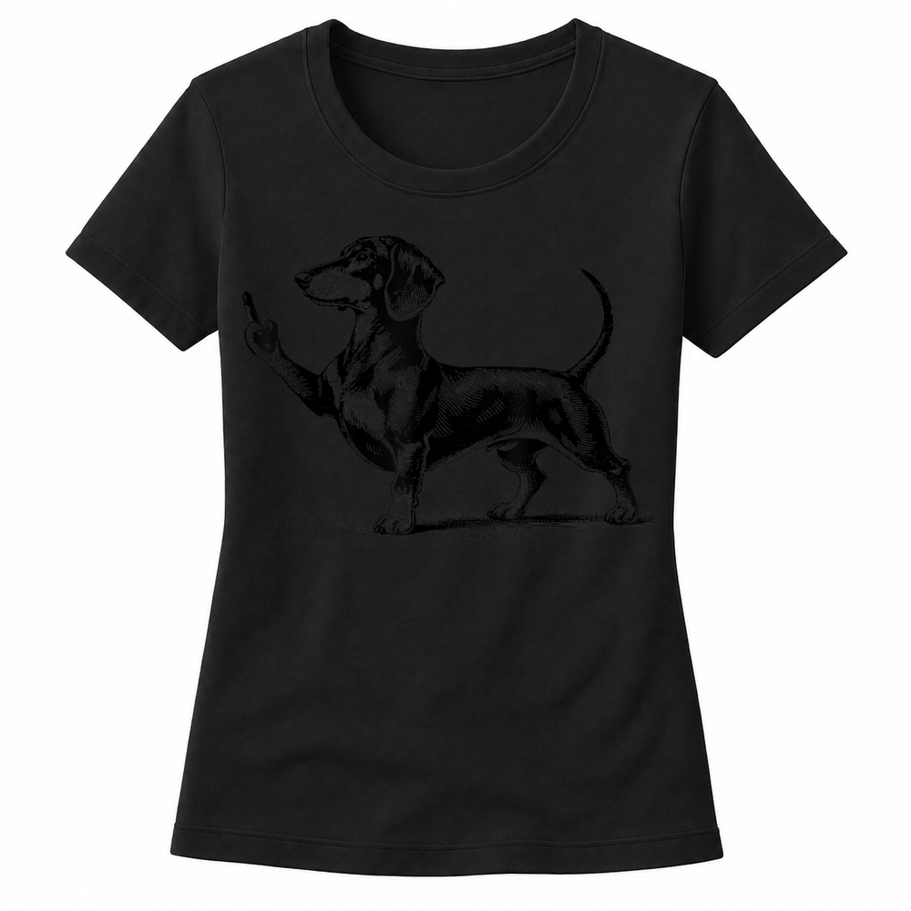 Product Black Dachshund with Middle Finger T Shirt Women's T-shirts