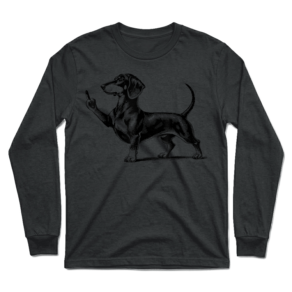 Product Black Dachshund with Middle Finger T Shirt Unisex Longsleeve