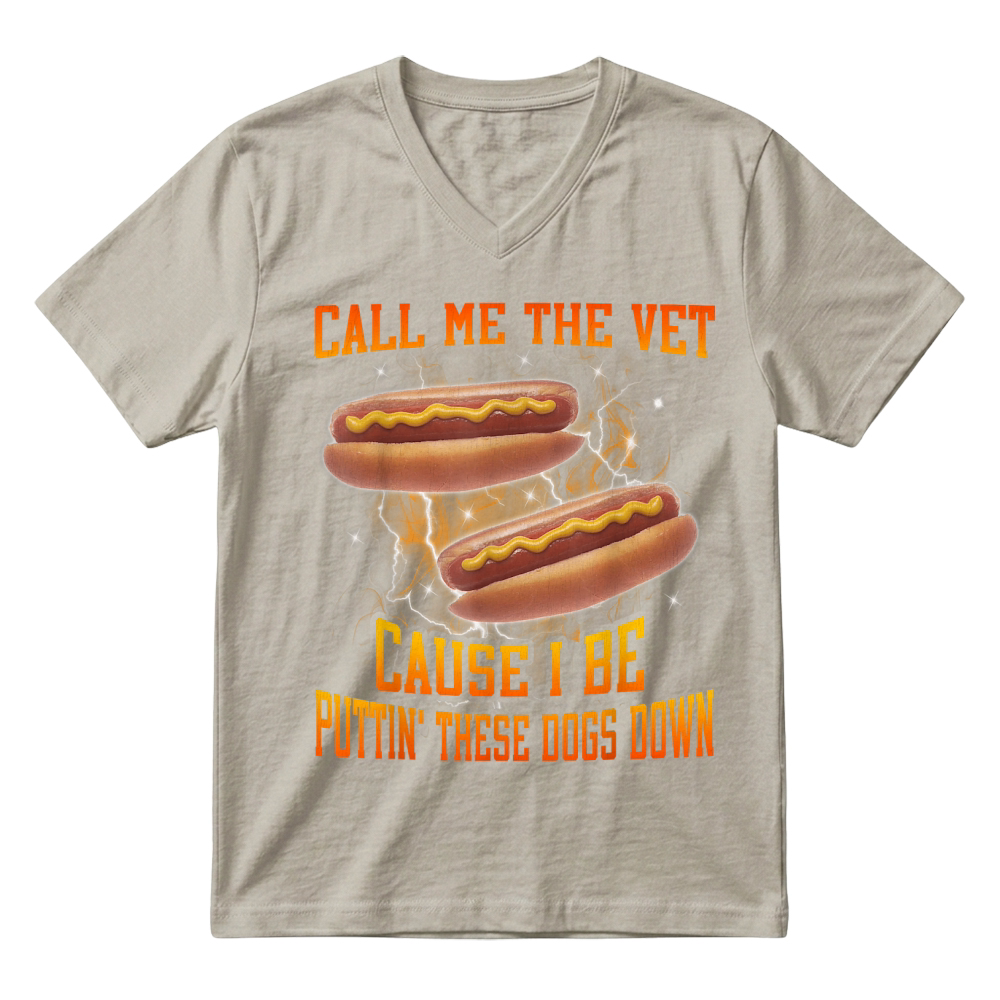 Product Call Me The Vet Cause I Be Funny Hard Hot Dog Meme Bootleg V-Neck T-shirt
