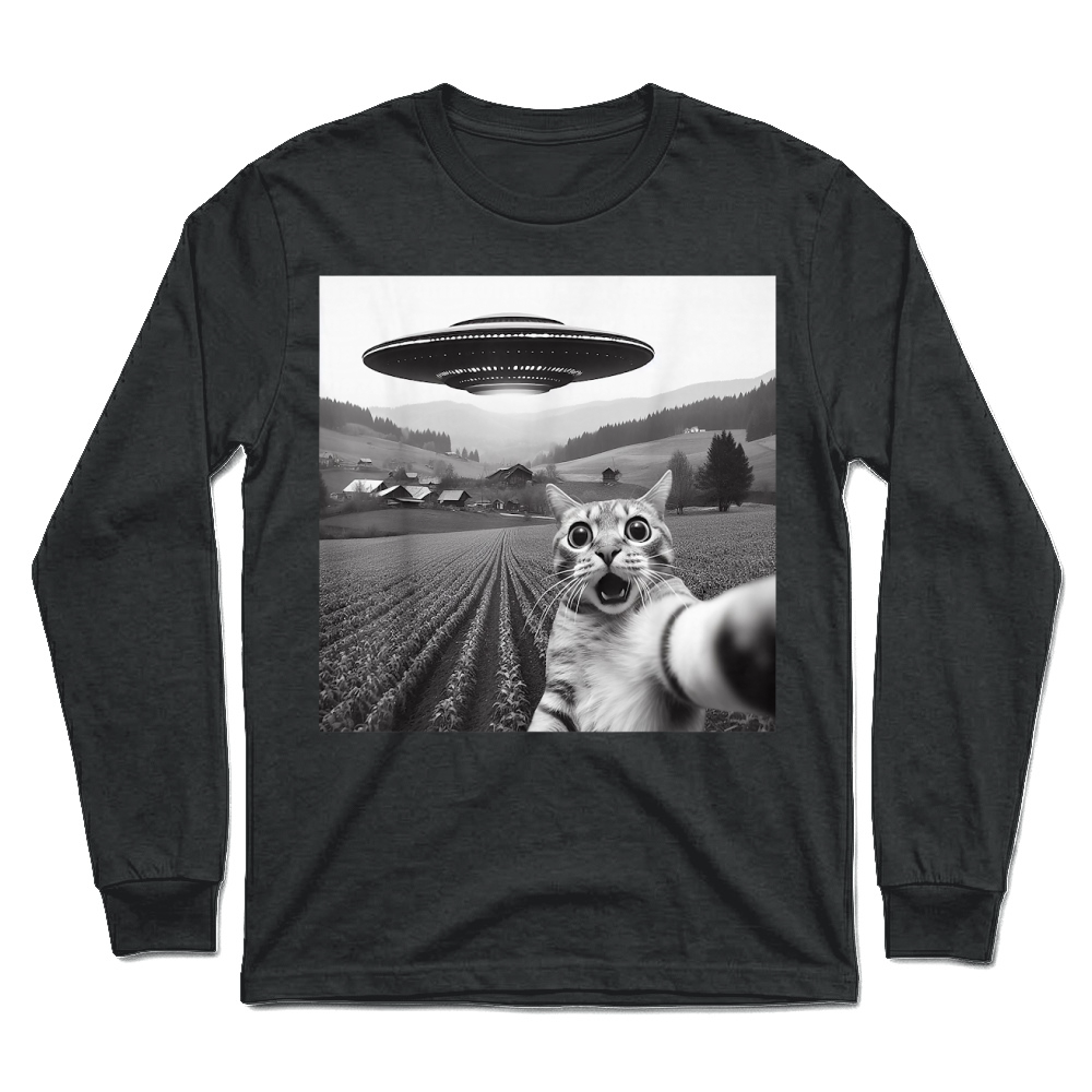 Product Cat Selfie with Alien UFO Funny Cat Gifts for Men Women Kid T Shirt Unisex Longsleeve