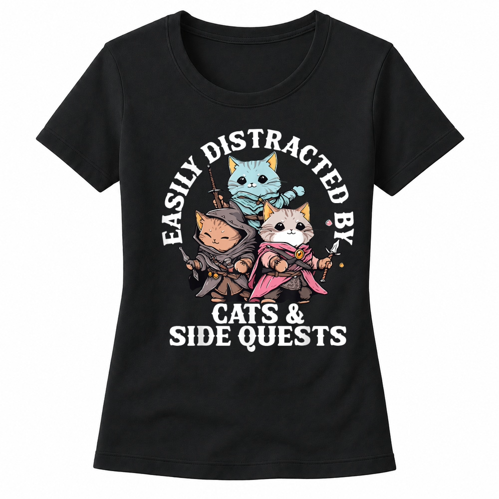 Product Cats Side Quest Distracted Tabletop Funny Women's T-shirts