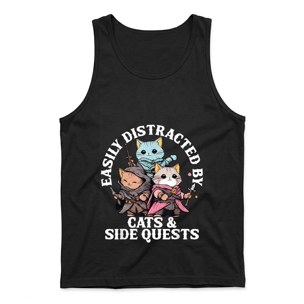 Product Cats Side Quest Distracted Tabletop Funny Tank Top