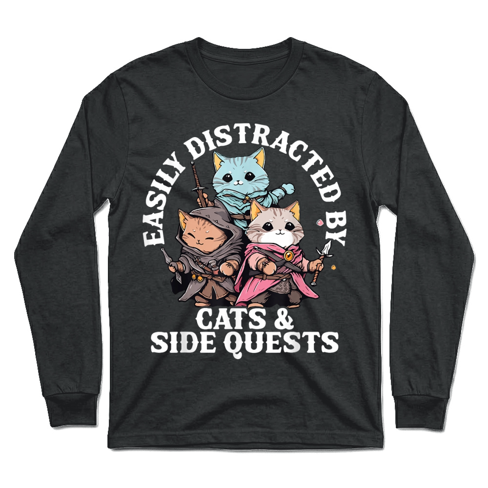 Product Cats Side Quest Distracted Tabletop Funny Unisex Longsleeve